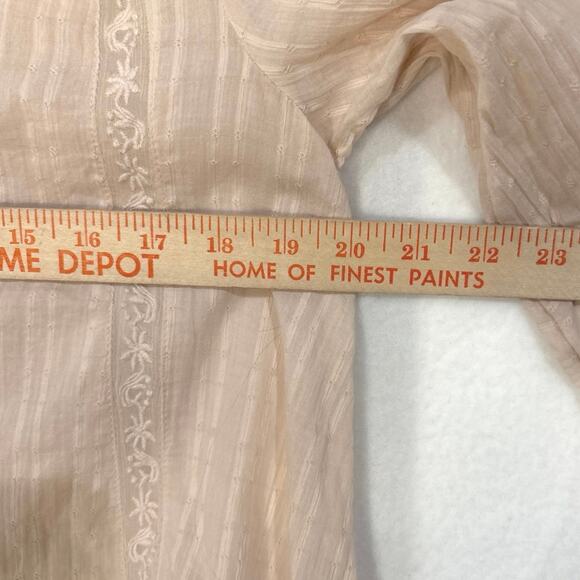 Free People Mikaela Light Pink Embroidered Button Front Tie Neck Cotton Tunic XS - Picture 9 of 14